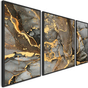 Extra Large Framed Wall Art Set 212cm Grey Gold Marble