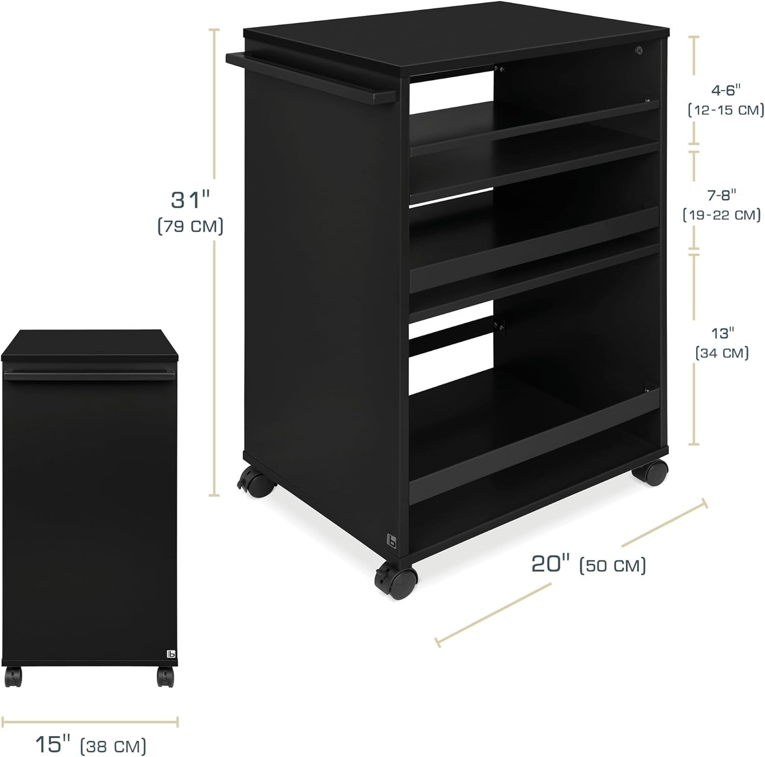 Kitchen Storage Cart on Wheels Slim Rolling Trolley Adjustable Shelves