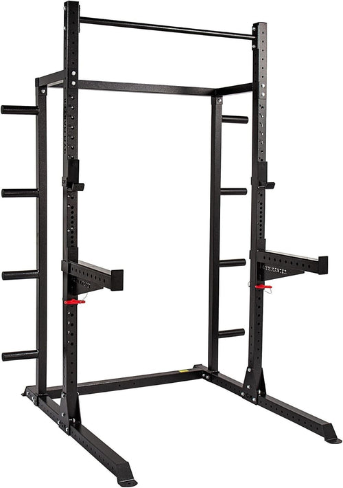 Half Power Rack Squat Cage Black with Pull Up Bar & Storage System