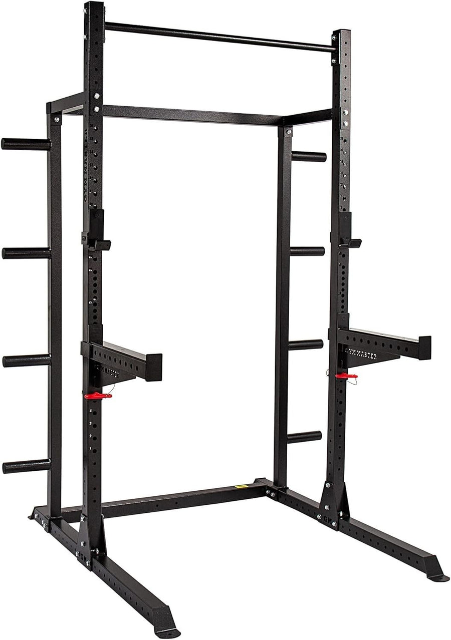 Half Power Rack Squat Cage Black with Pull Up Bar & Storage System