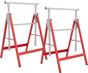 2x Adjustable Telescopic Sawhorse Folding Steel Trestle Work Bench Red 80–130cm
