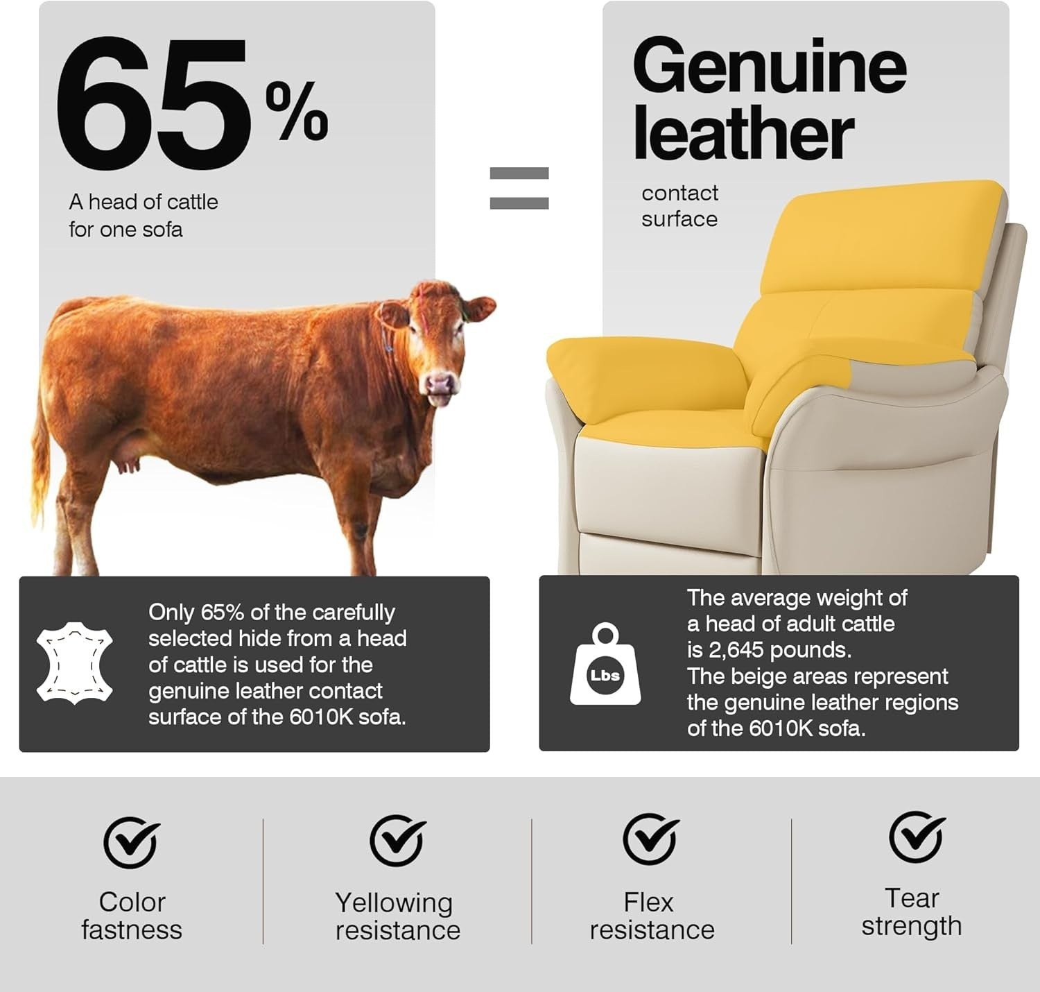 Genuine Leather Recliner Chair Biege, Ergonomic Living Room Sofa