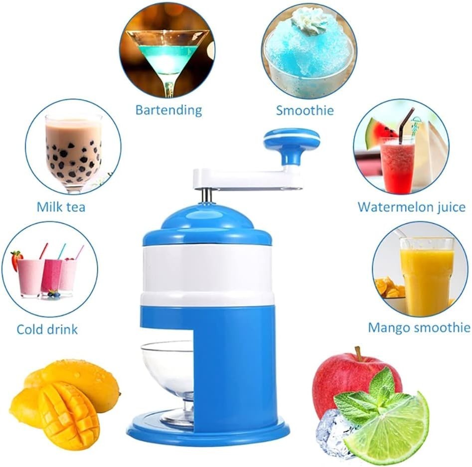 Manual Ice Crusher Hand Crank Snow Cone Shaved Ice Maker Slush Machine