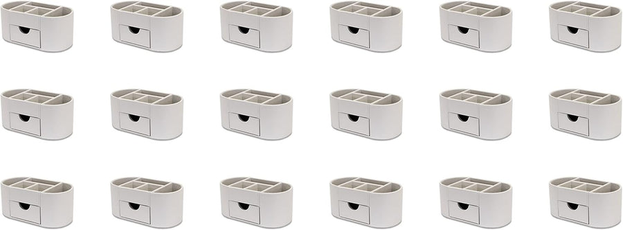 Faux Leather Desk Organiser with Drawer 6 Compartments Office Tidy