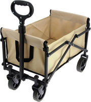 Heavy Duty Folding Camping Wagon 100L Cart Wide Wheels 200lb Load Beige