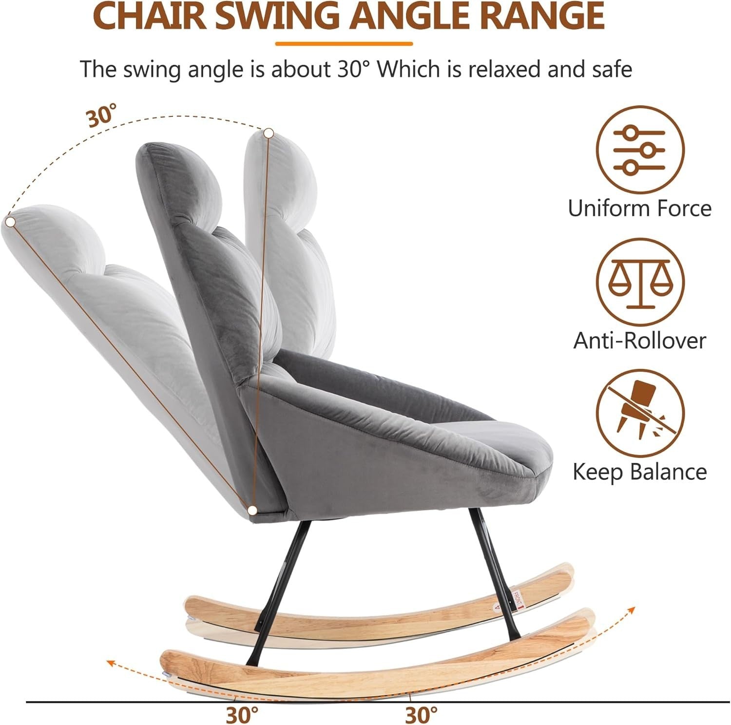 Ergonomic Rocking Chair with Footstool | High Back, Cushioned Lounge Seat