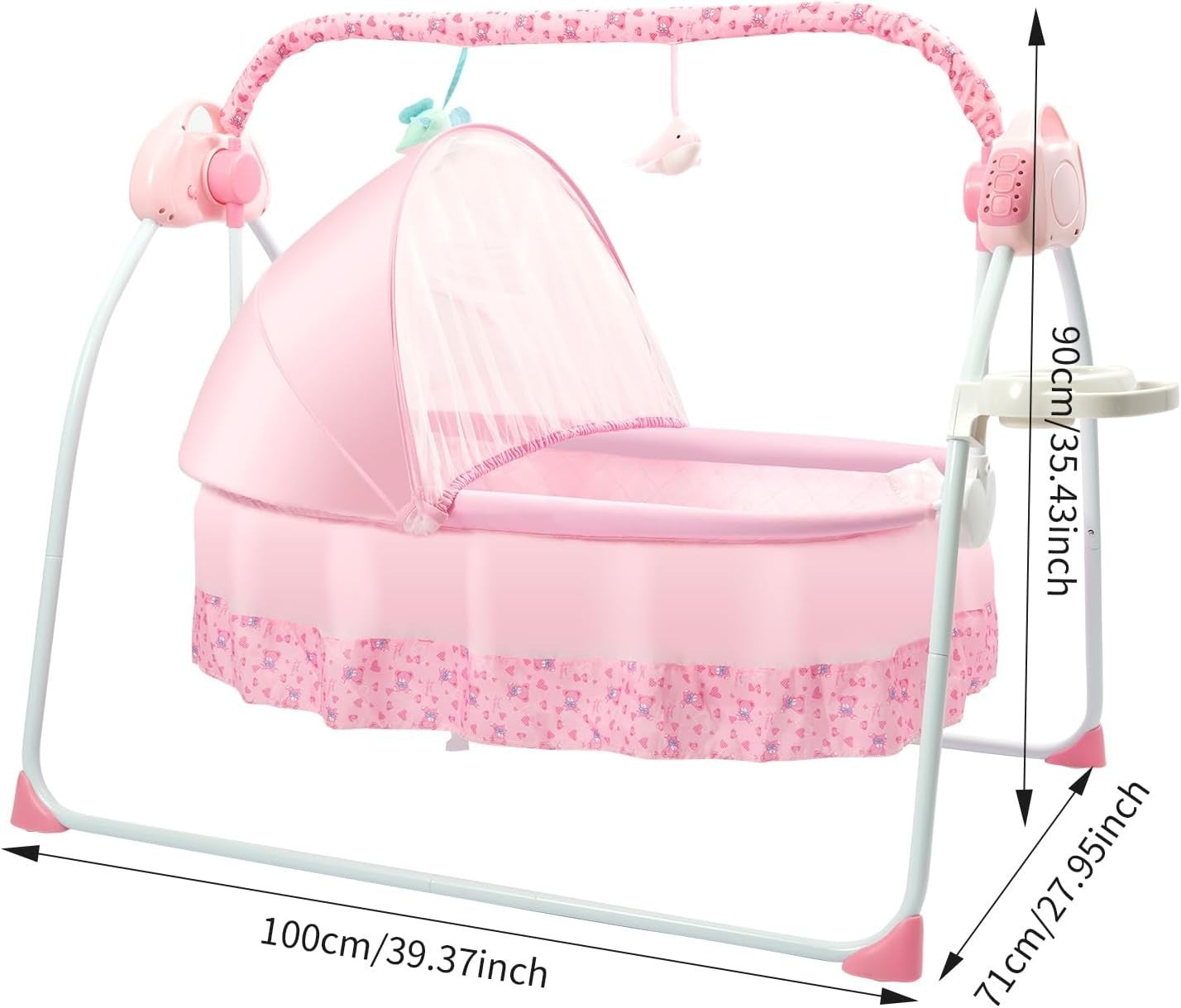 Electric Baby Crib Bassinet 5 Speed Auto Rocking Cot with Music & Bluetooth