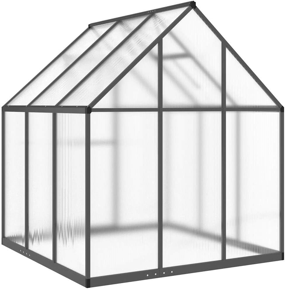 Walk-In Aluminium Greenhouse 169x169x195cm Anthracite UV Polycarbonate Panels