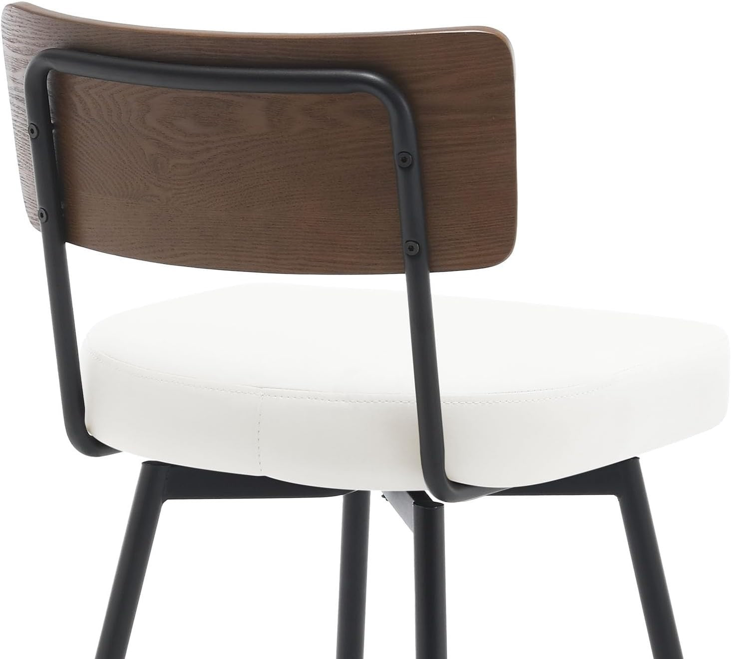 Swivel Bar Stools Set of 2 PU Leather White Wood Back 65cm Seat