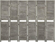 6 Panel Grey Wood Folding Room Divider – Ventilated Privacy Screen 214cm