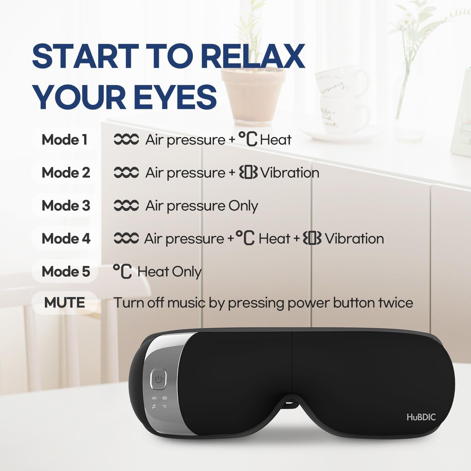 Heated Eye Massager Bluetooth Air Pressure Sleep & Dry Eye Relief