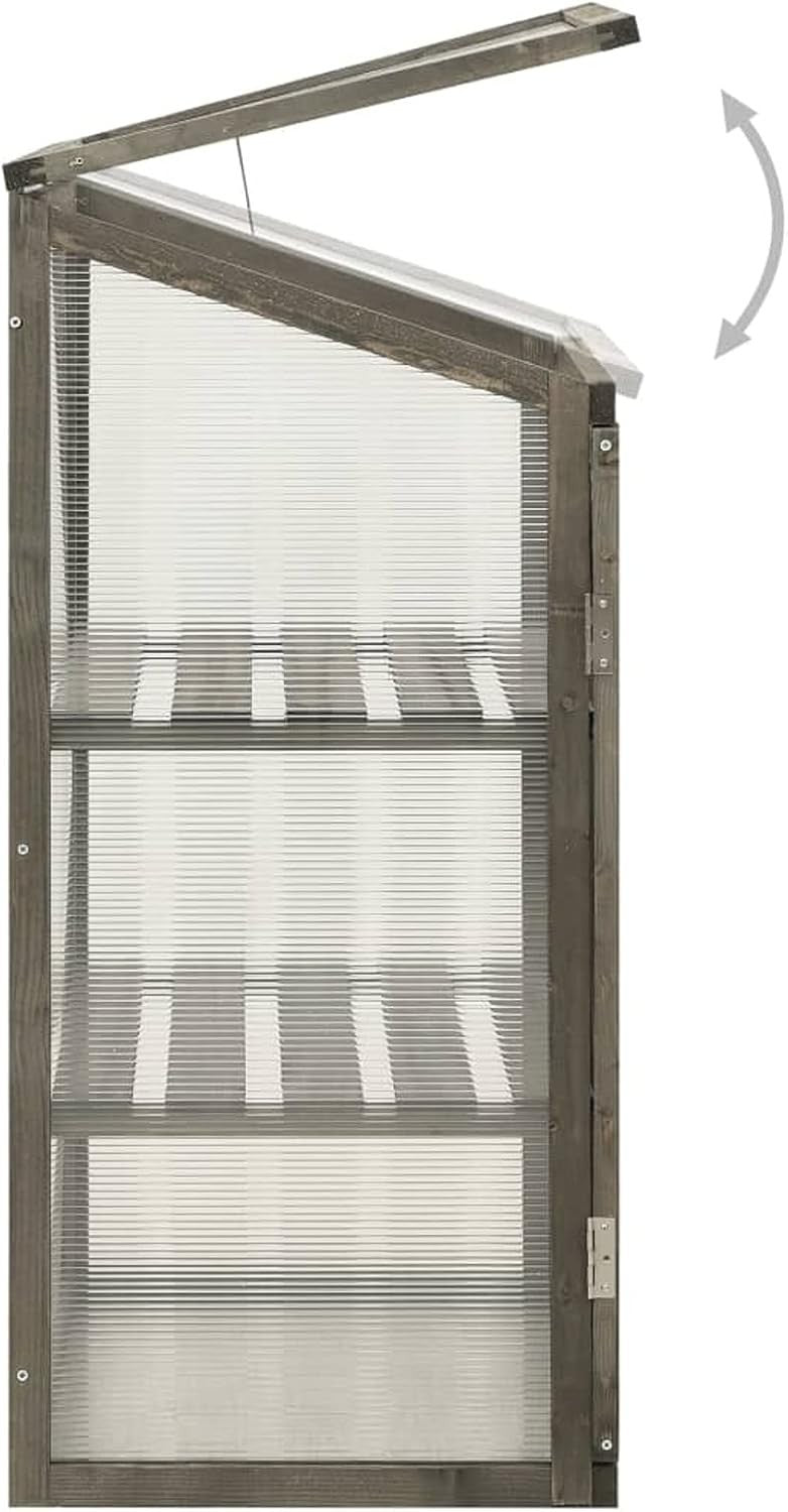 Grey Wooden Mini Greenhouse 60x45x100cm | Firwood Frame Polycarbonate Cold Frame