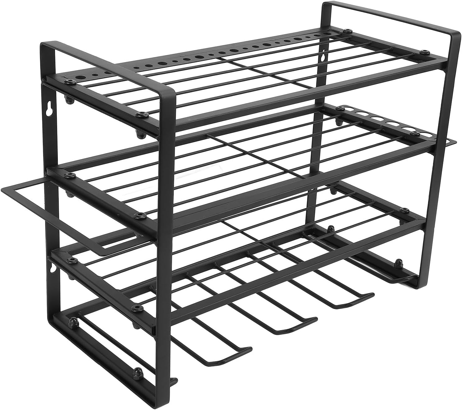 4 Layer Power Tool Organizer Wall Mount Metal Drill Storage Rack