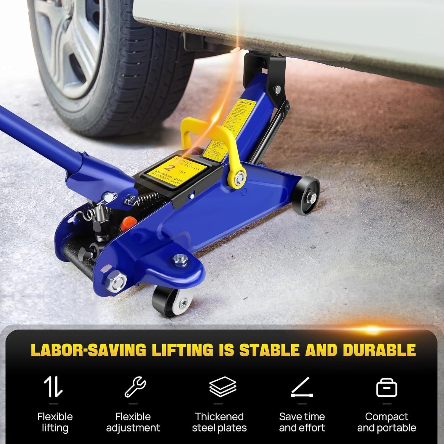 2 Ton Low Profile Steel Trolley Jack Heavy Duty 135–320mm Lift w/ Swivel Wheels