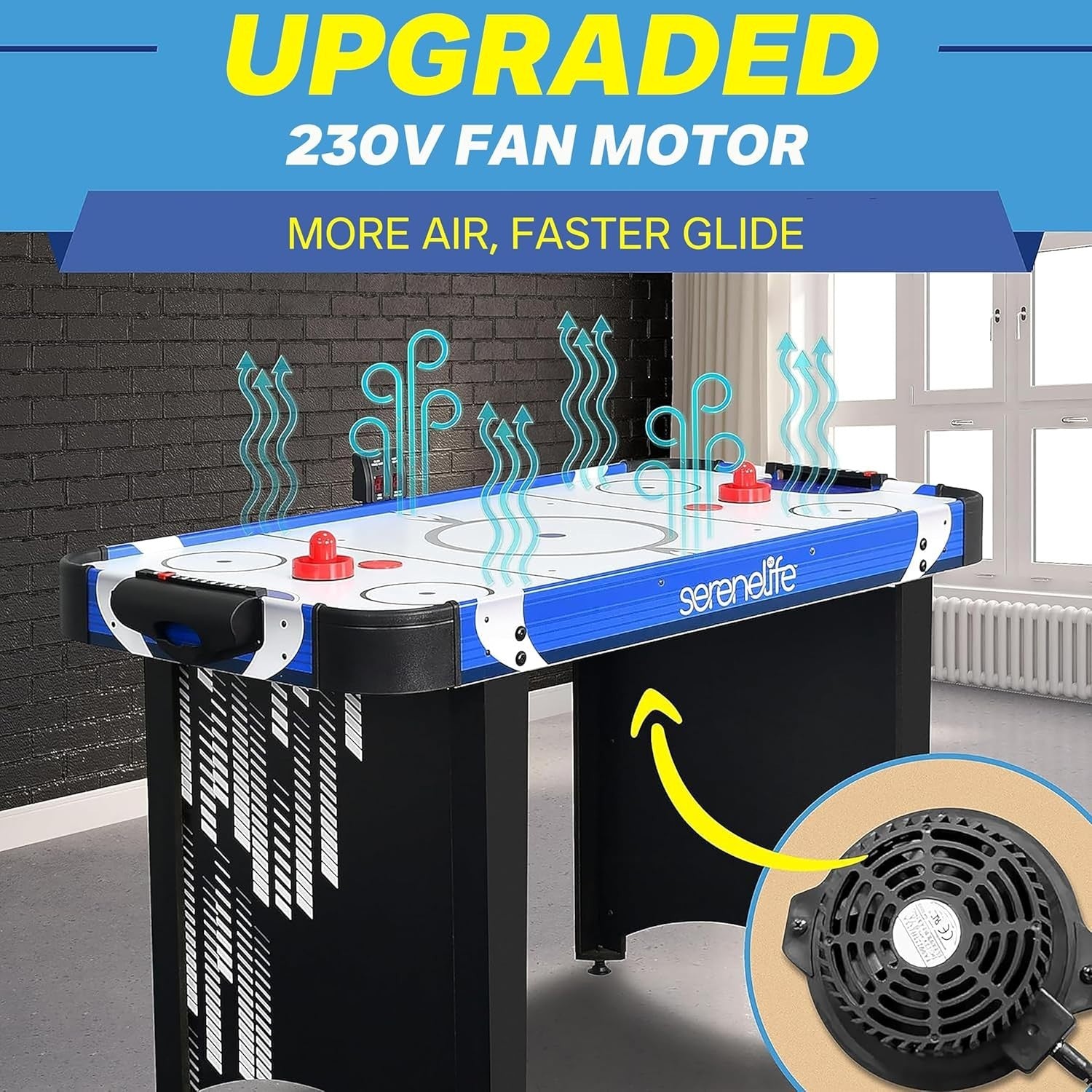 Full Size Air Hockey Table LED Scoreboard 110V Motor Arcade Game Indoor
