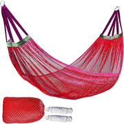 Camping Hammock Red Nylon Mesh Rope Swing Portable 100kg Load