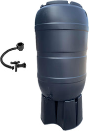 210L Black Slimline Garden Water Butt with Tap, Stand & Filler Kit