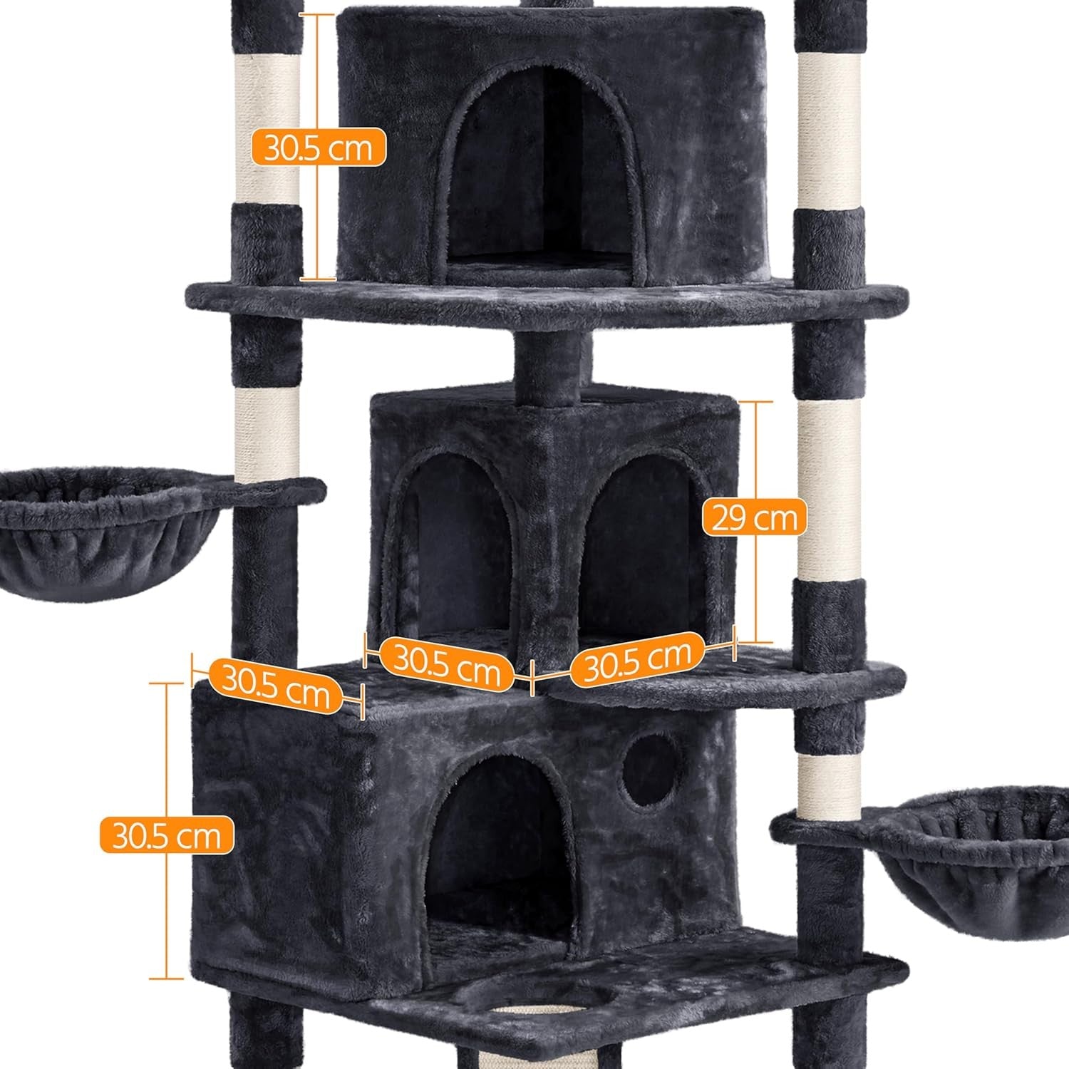 Large Cat Tree 194cm Multi Level Cat Tower With Condos Scratching Posts