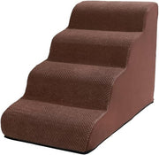 4-Step Dog Stairs Bed Sofa Non-Slip Foam Pet Ladder Brown