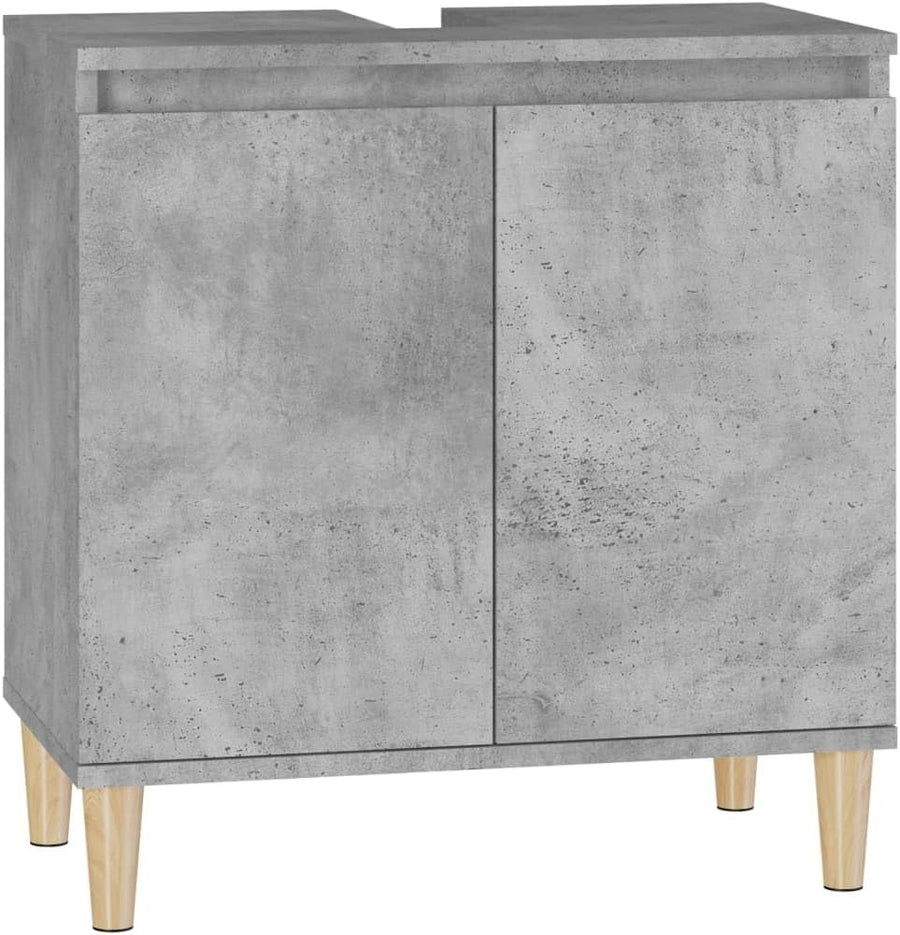 Concrete Grey Under Sink Bathroom Cabinet 58x33x60cm – Modern Vanity Storage