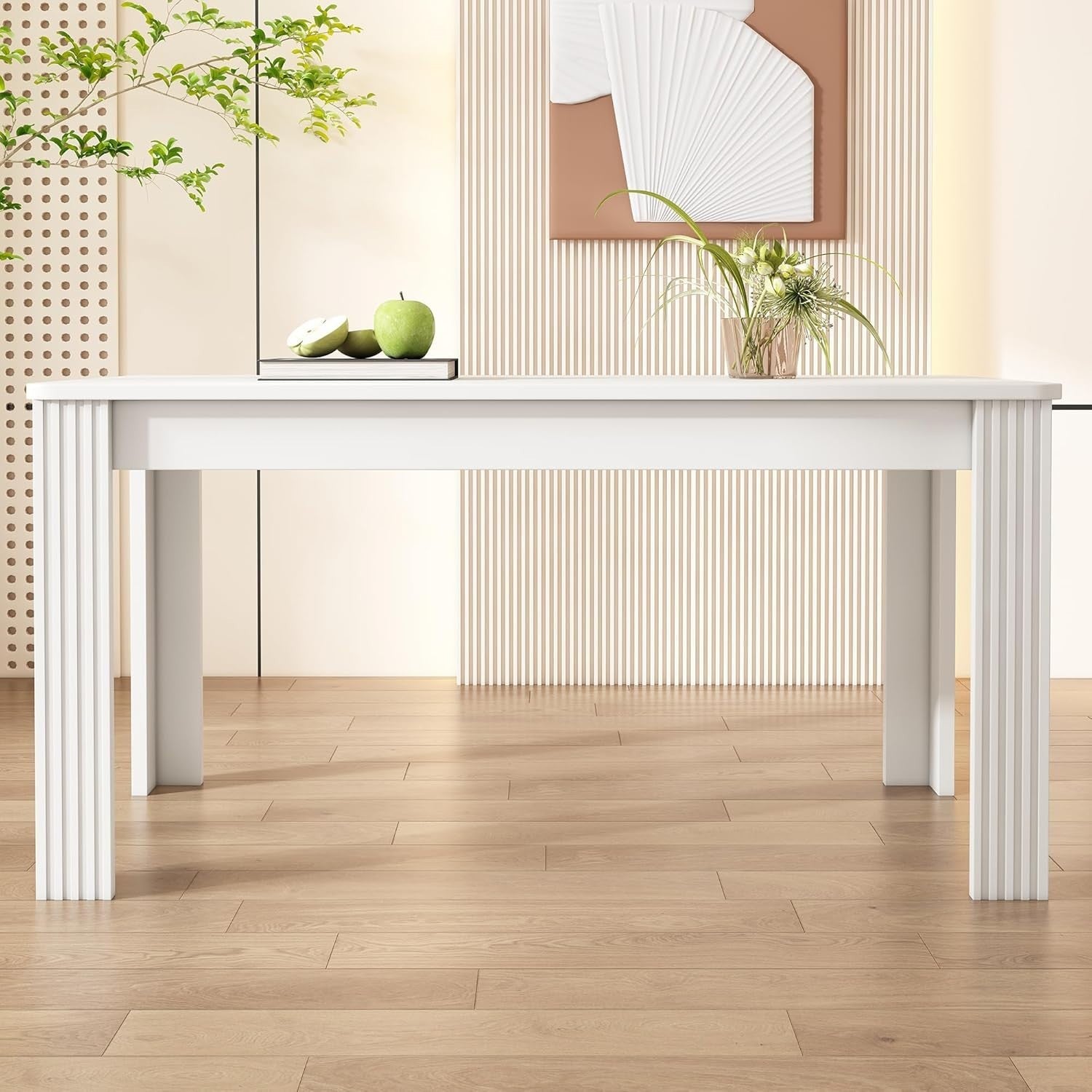 Modern White MDF Dining Table 4 Seater Kitchen Café Table 116cm Sturdy