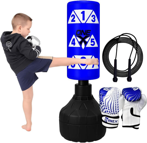 Kids Boxing Punch Bag 3.5FT Freestanding Gloves Set Indoor Outdoor