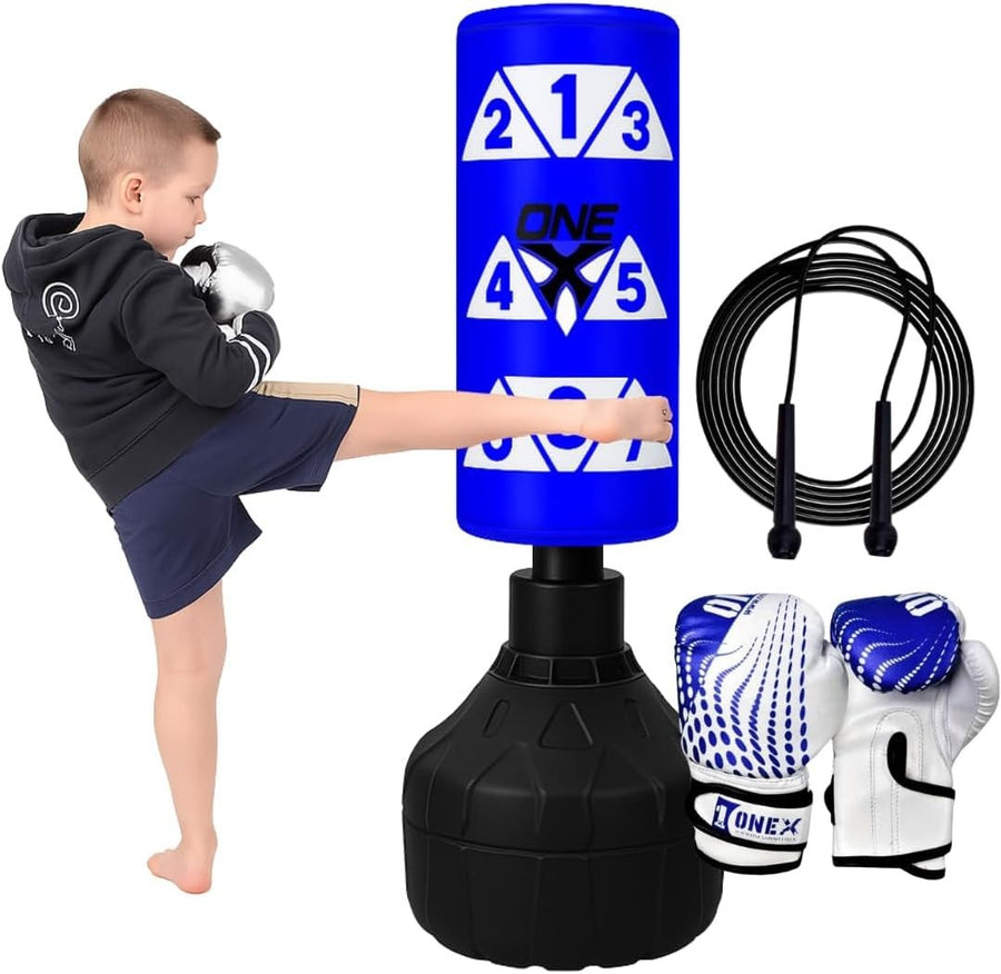 Kids Boxing Punch Bag 3.5FT Freestanding Gloves Set Indoor Outdoor