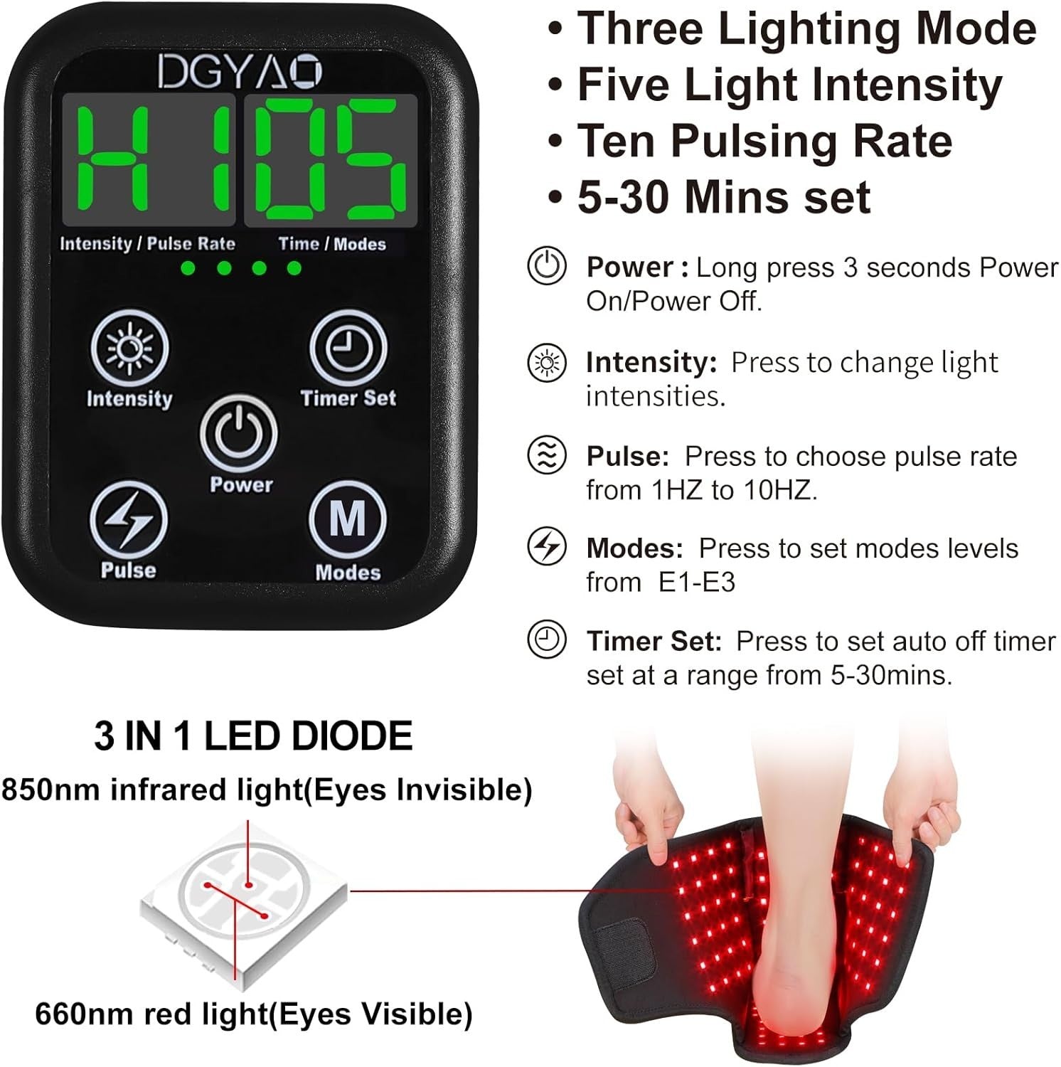 Portable Infrared Foot & Ankle Red Light Therapy Massager with Battery