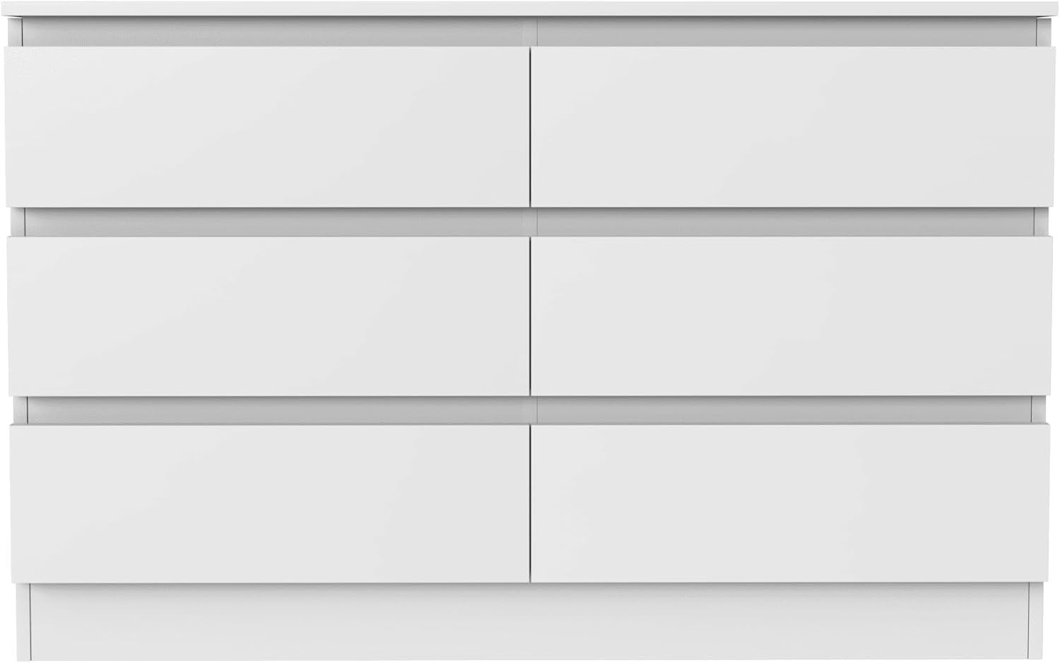 White 6 Drawer Chest Dresser Unit Bedroom Storage Cabinet Modern MDF