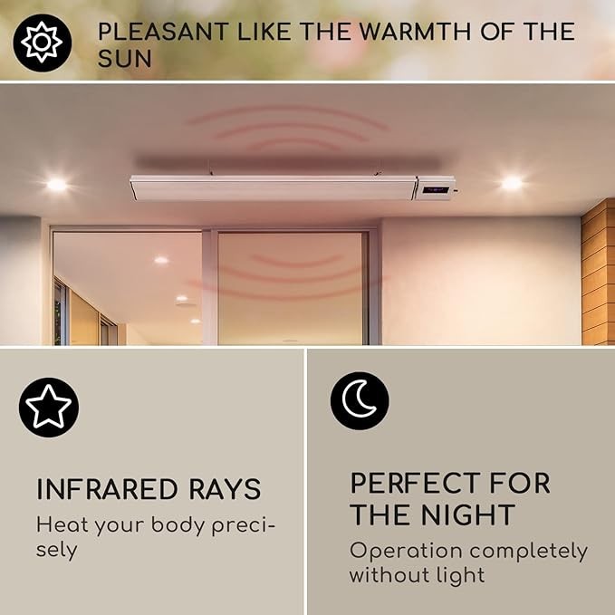 2400W Infrared Patio Heater Outdoor Indoor Electric Radiant Smart WiFi Timer
