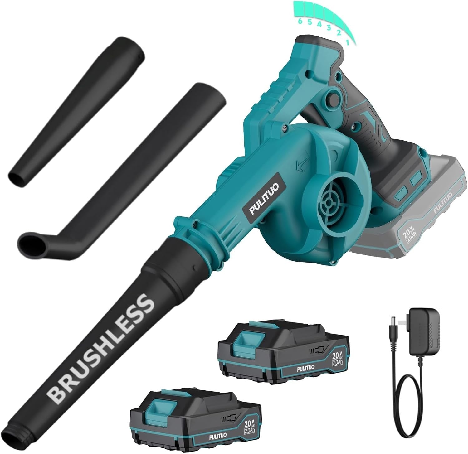 Cordless Leaf Blower Brushless 242km/h 6 Speed with 2 Batteries Garden Cleaner