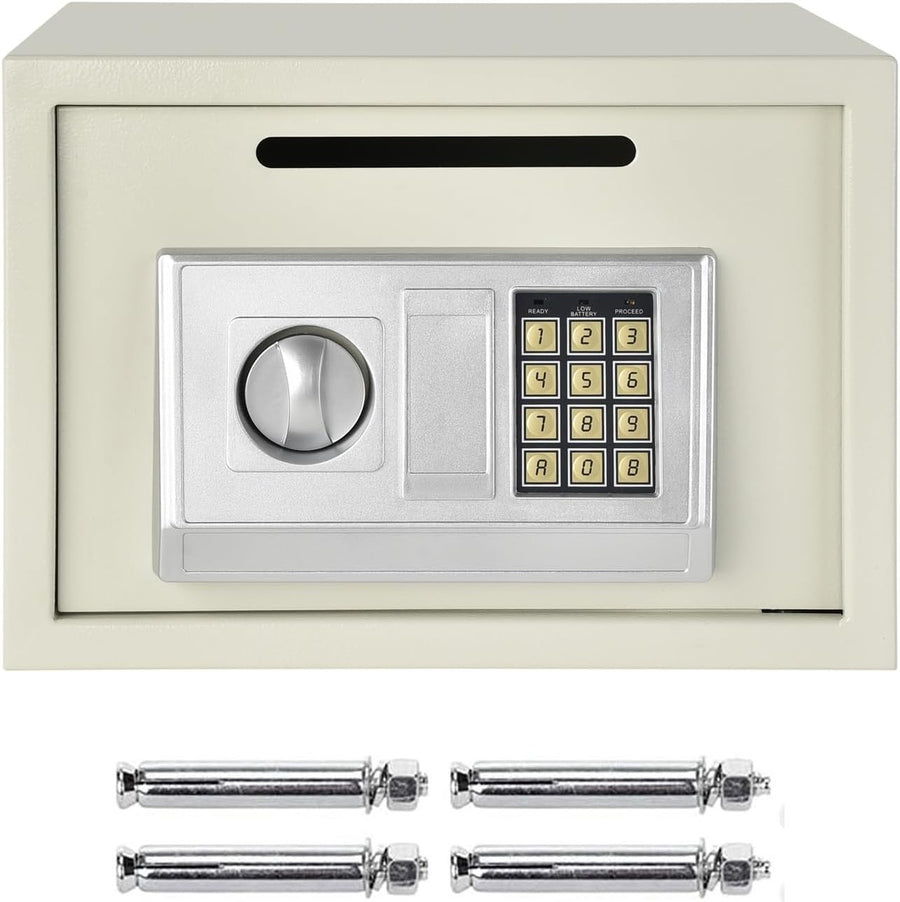 16L Digital Safe Box Cash Deposit Slot Security Lock White Safe