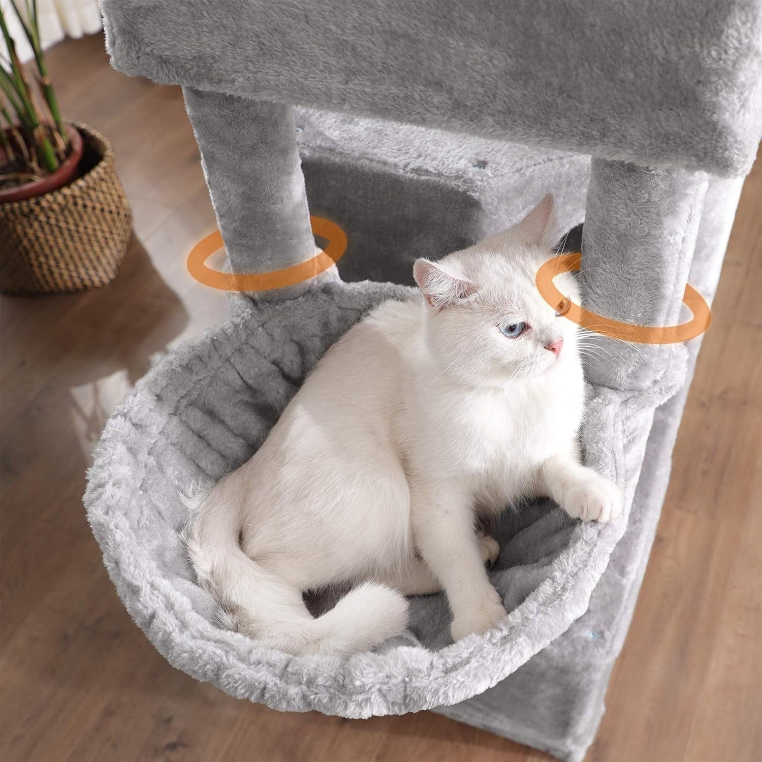 Large Cat Tree 164cm with 3 Condos Scratching Posts Plush Beds Light Grey