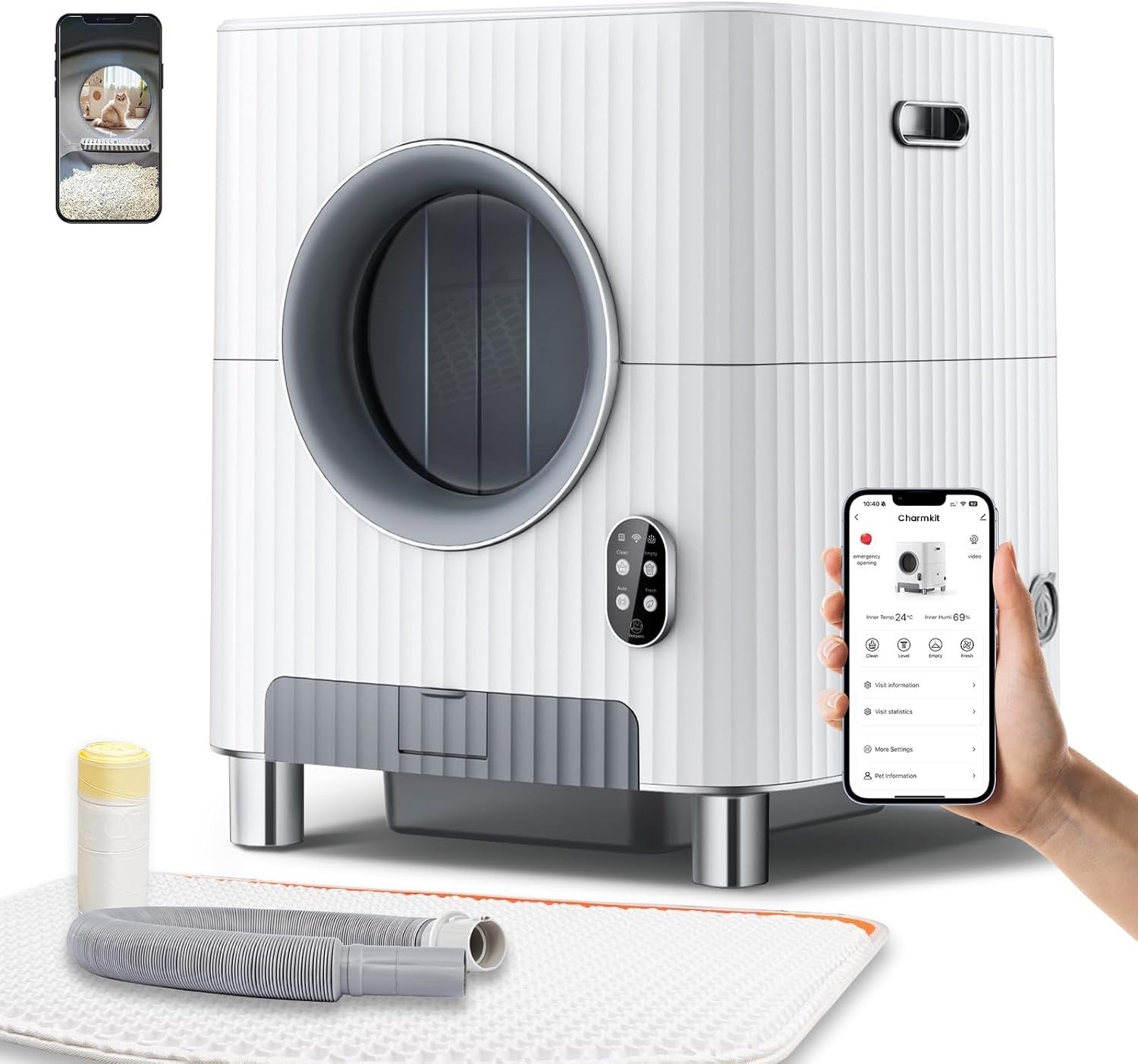 Self Cleaning Cat Litter Box APP Video Monitor Auto Door Odor Control