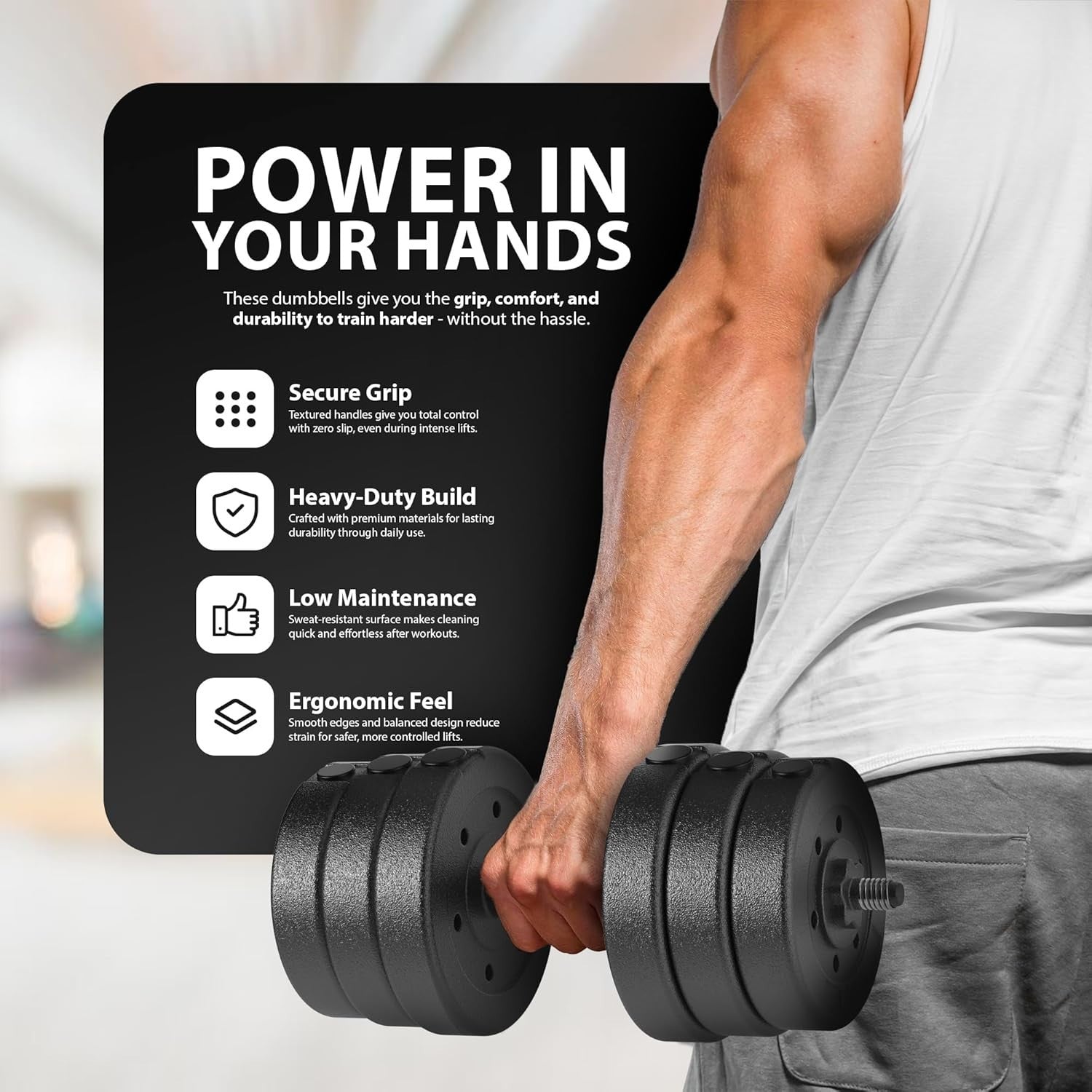 30KG Adjustable Dumbbells Set Pair Anti Slip Home Gym Strength Weights