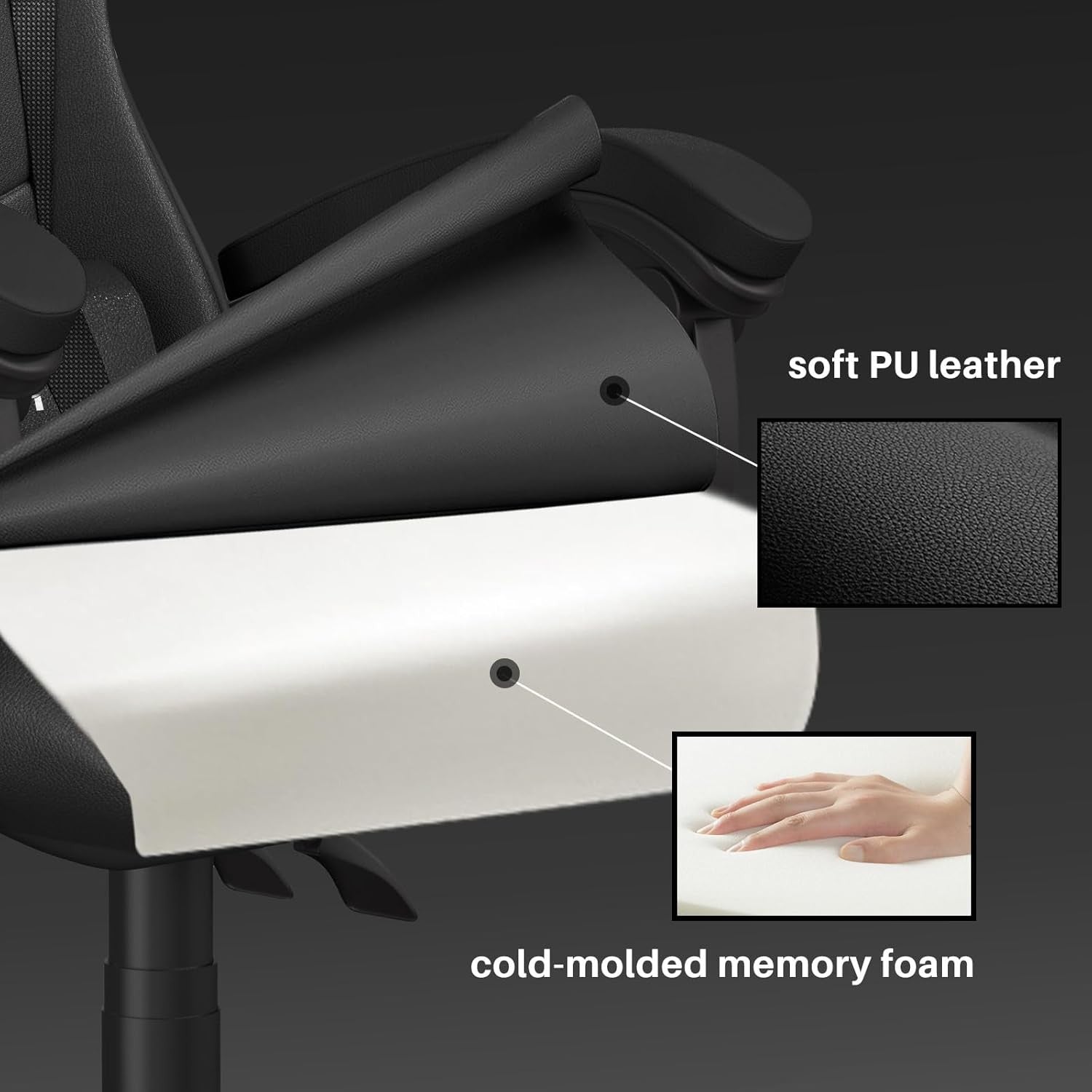 Ergonomic Gaming Chair Reclining Office Desk Chair Black