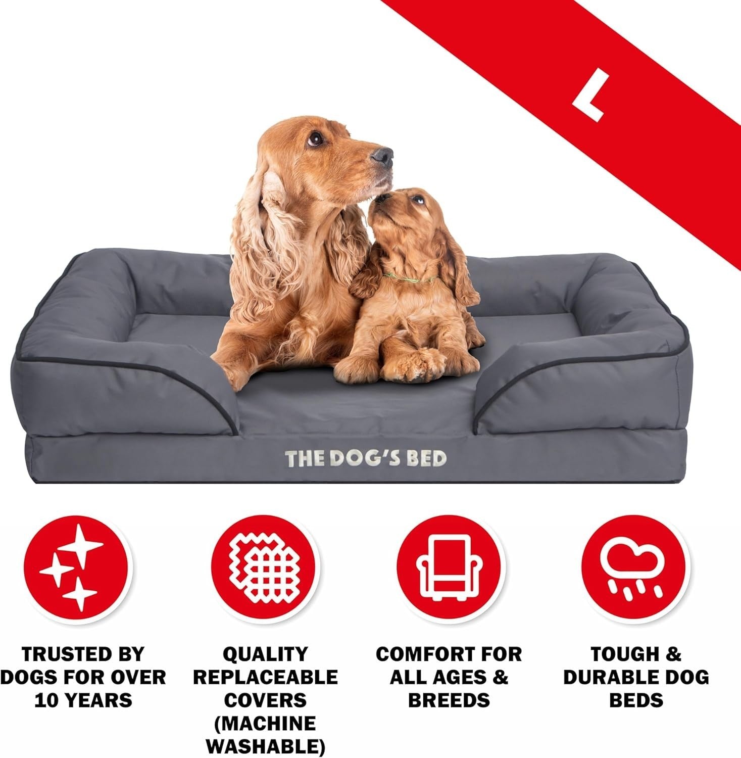 Large Waterproof Dog Bed Oxford Bolster Washable 89x63cm