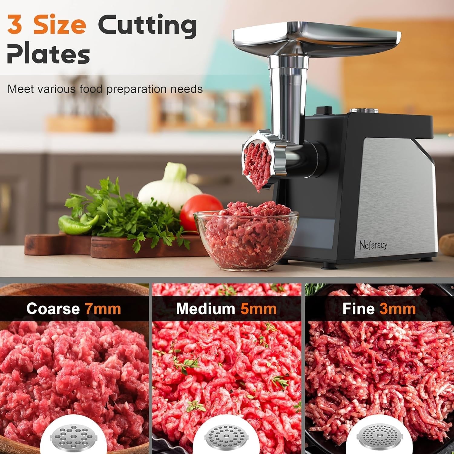 2600W Electric Meat Grinder Sausage Maker Food Mincer 3 Grinding Plates