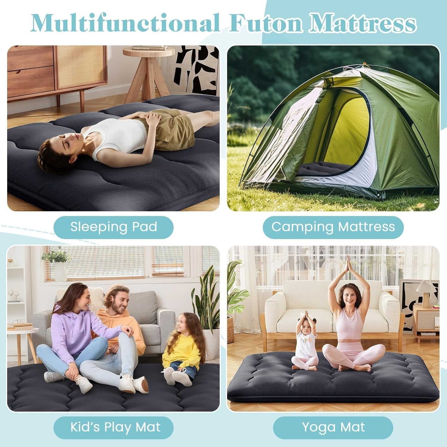 10cm Thick Japanese Floor Mattress King Size Foldable Tatami Futon Sleeping Pad