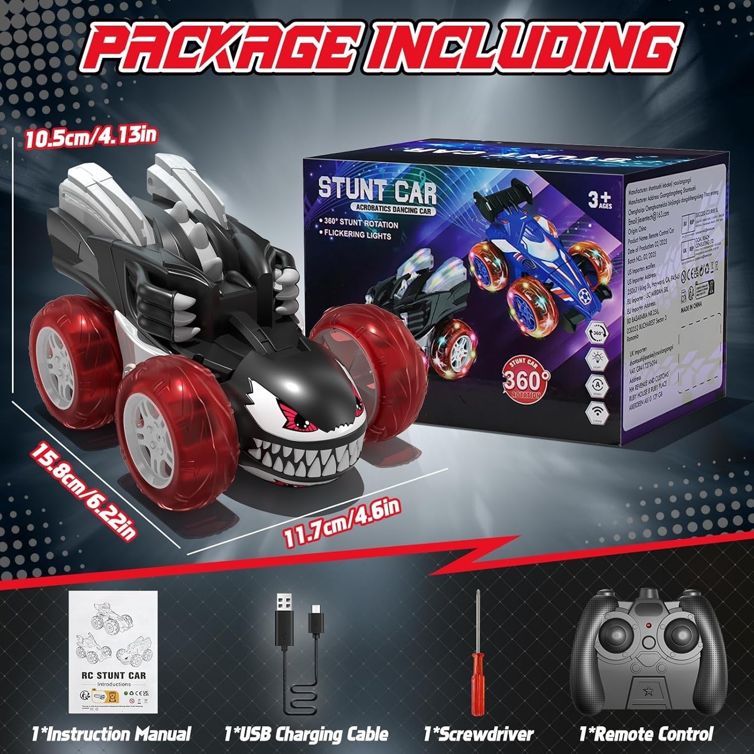 2.4GHz RC Stunt Car 360° Flip Fast 4WD Truck Lights Rechargeable Toy Gift Kids 3