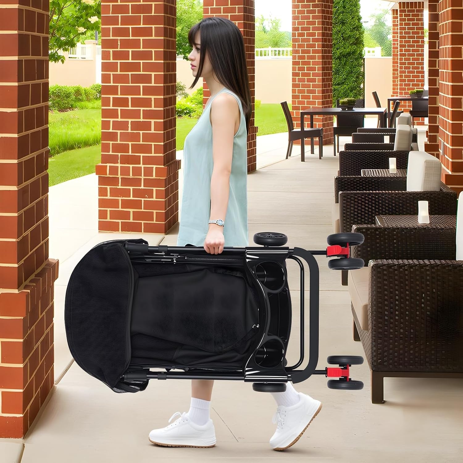 Pet Stroller for Small Medium Dogs Cats Foldable 4 Wheel Travel Pushchair
