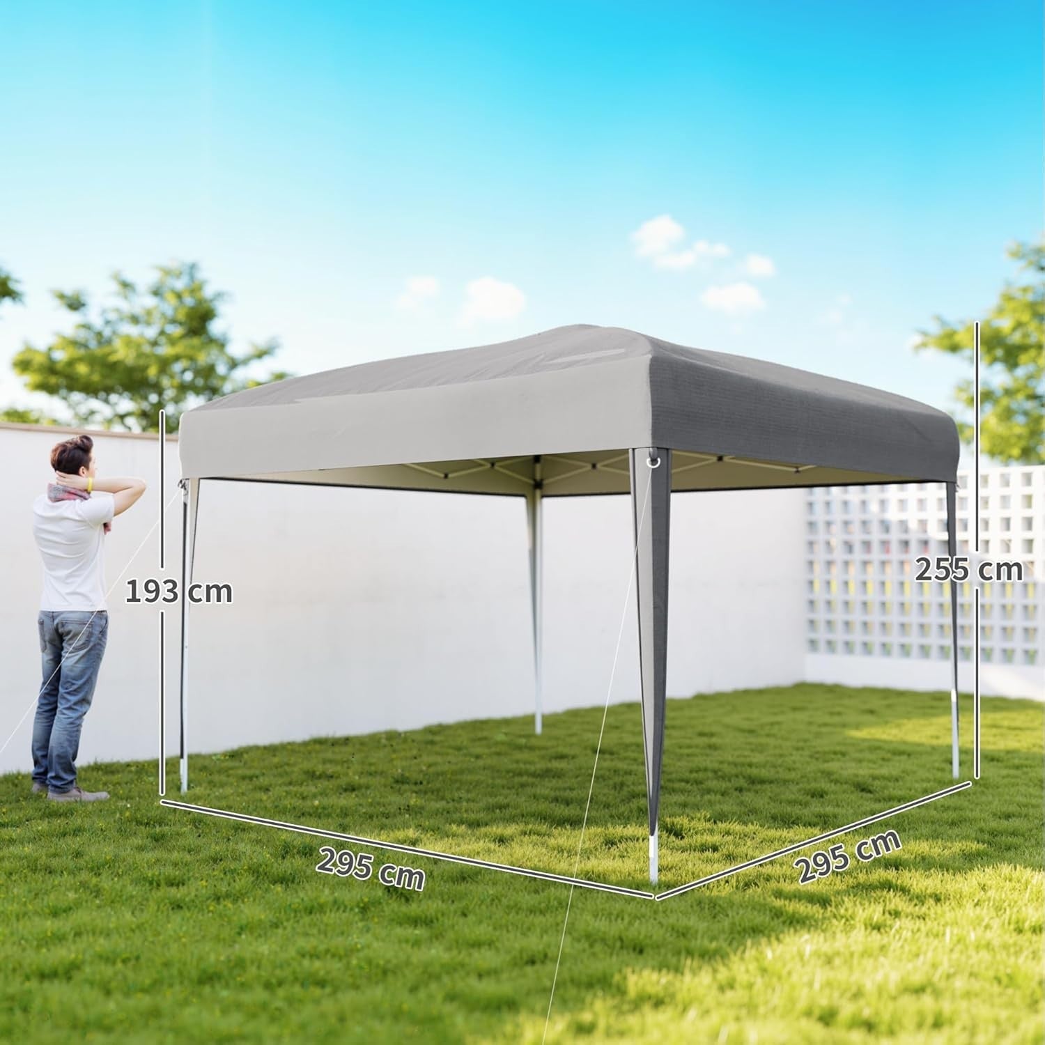 3x3m Pop Up Gazebo Adjustable Waterproof Party Tent w/ Bag Grey