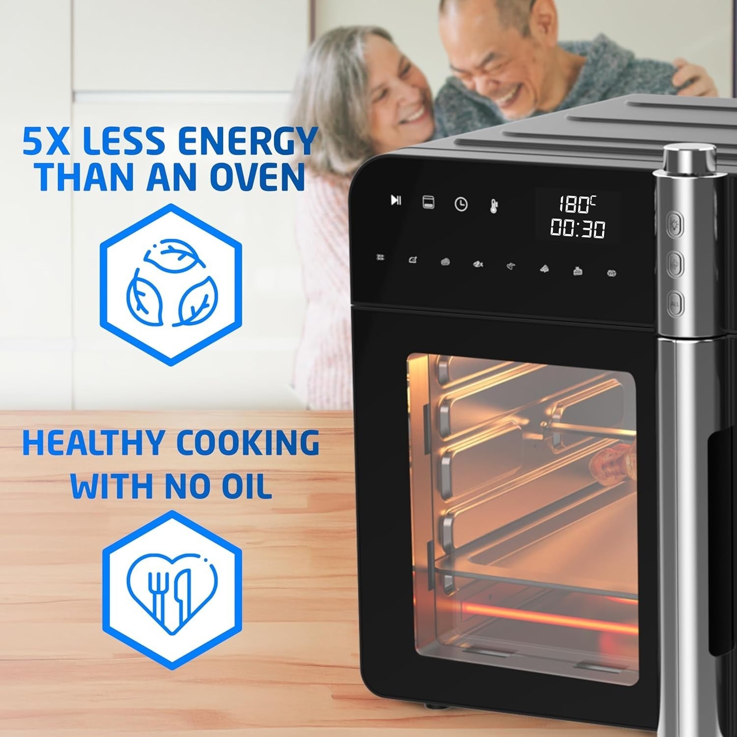 XXL 36L Dual Zone Air Fryer Oven French Doors 16-in-1 Tabletop Cooker Family