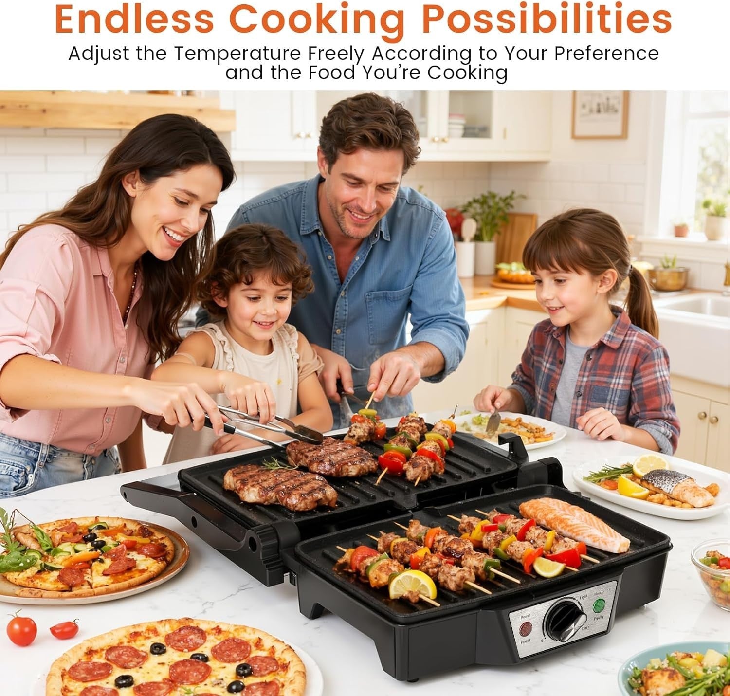 Panini Press Grill Sandwich Maker 1500W Non-Stick Adjustable Temp 180°