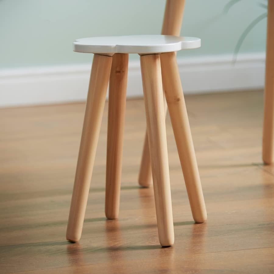 Scandi Wooden Cloud Stool Small Table White Plant Stand Kids Room Bedside
