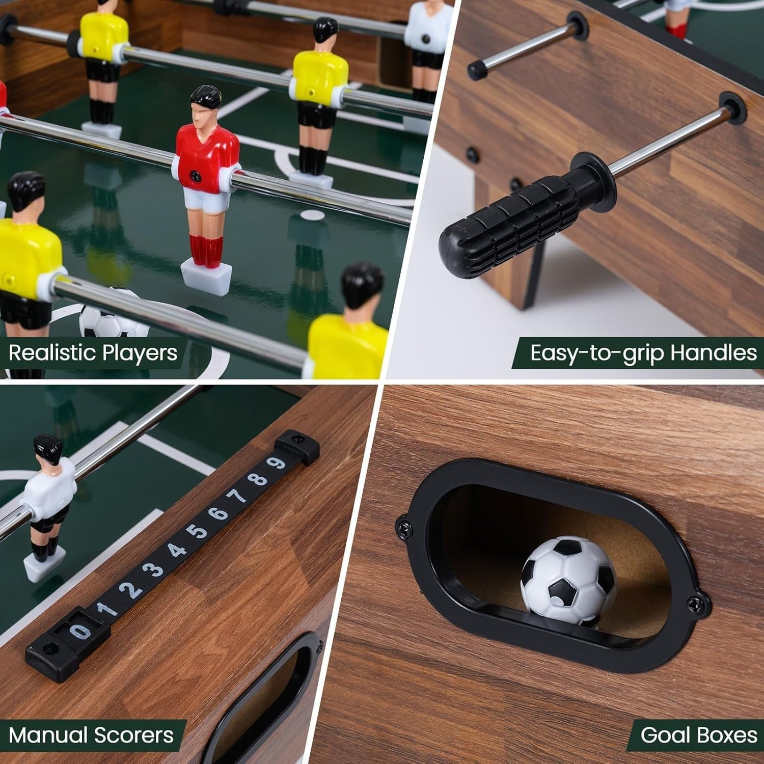 4 in 1 Multi Game Table Foosball Air Hockey Pool Tennis Kids Adults