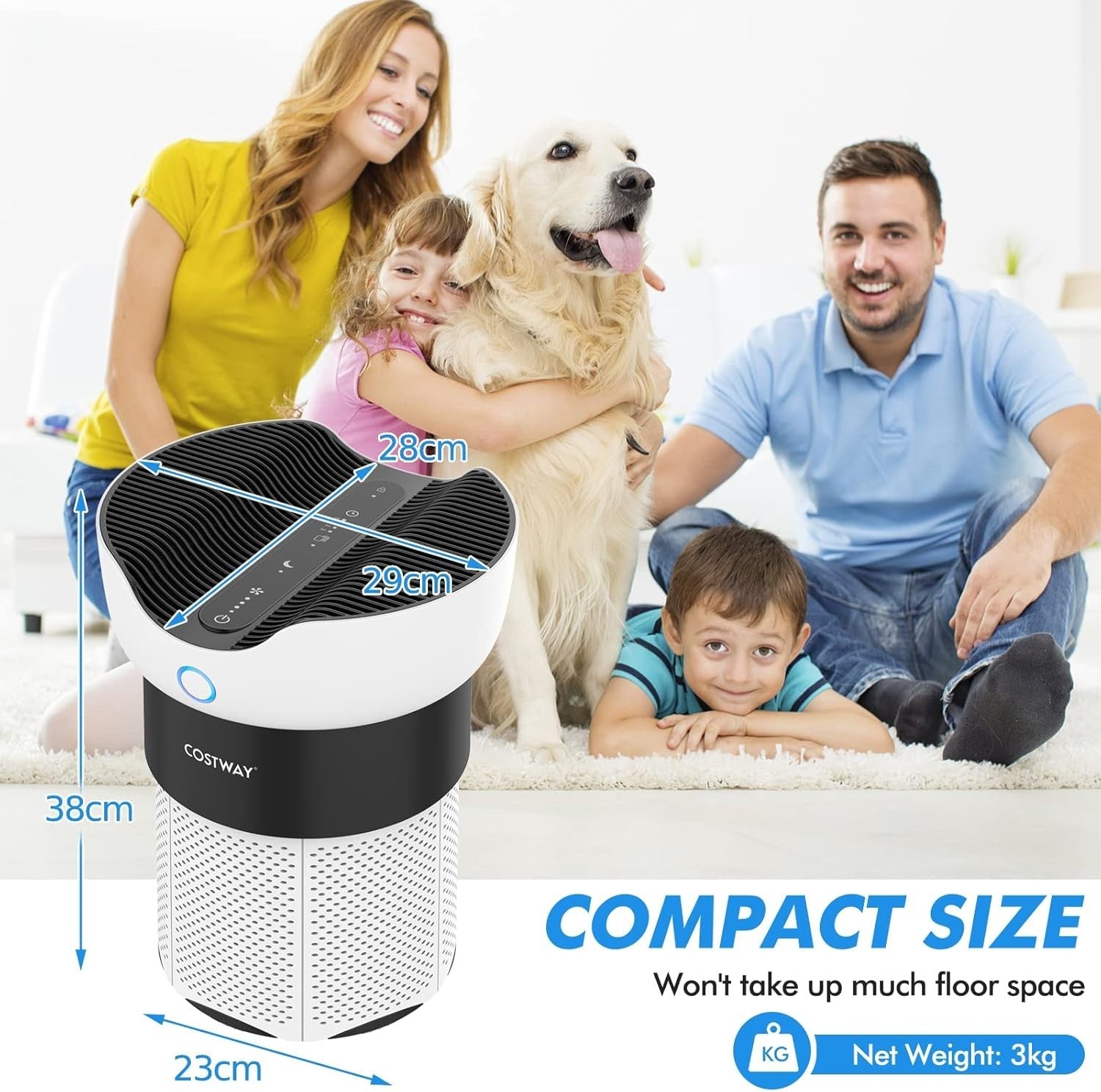 H13 HEPA Air Purifier Home Allergy Smoke Odor Cleaner 4 Speed Timer