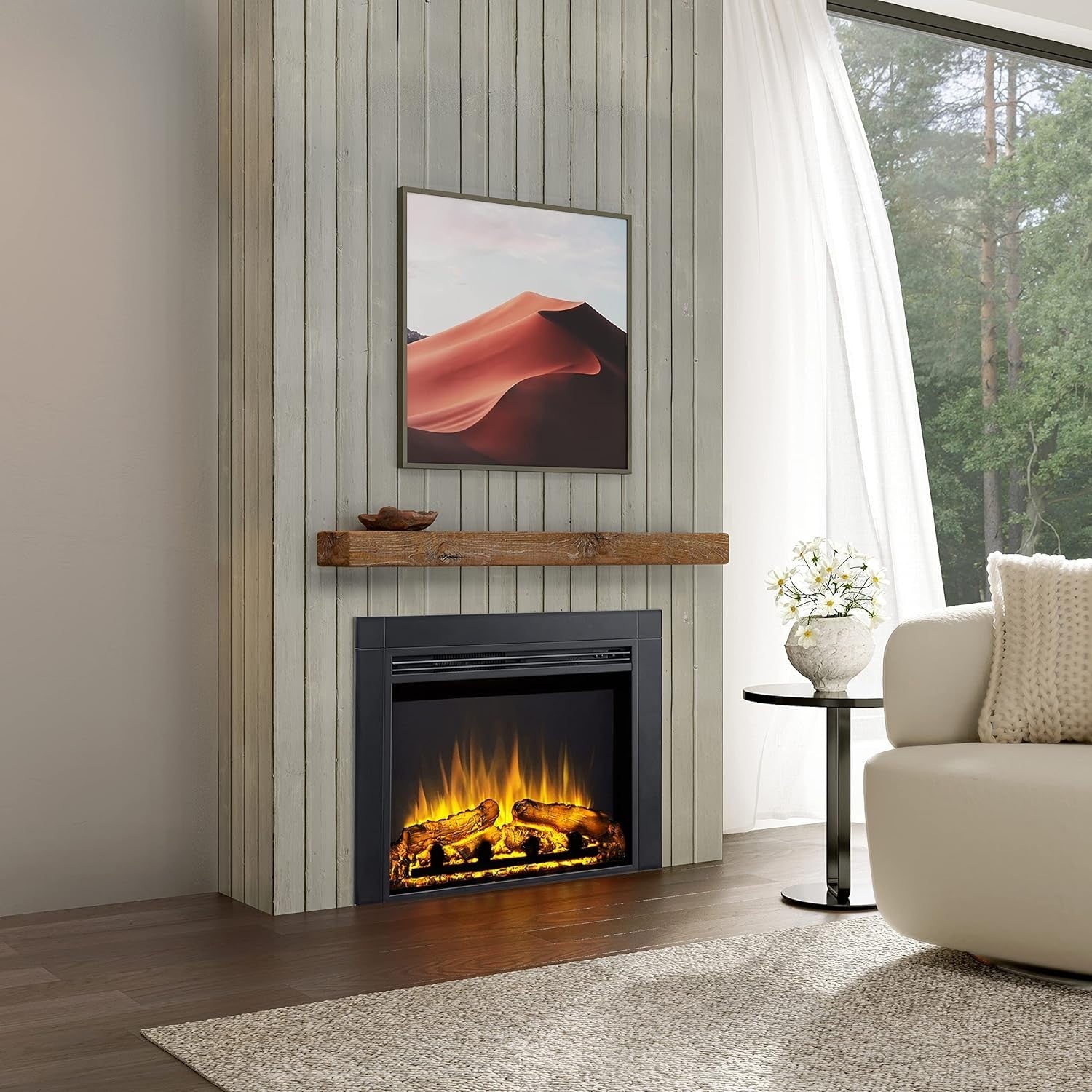 Electric Fireplace Insert 82cm Tall Built-In LED Flame Heater Remote Control