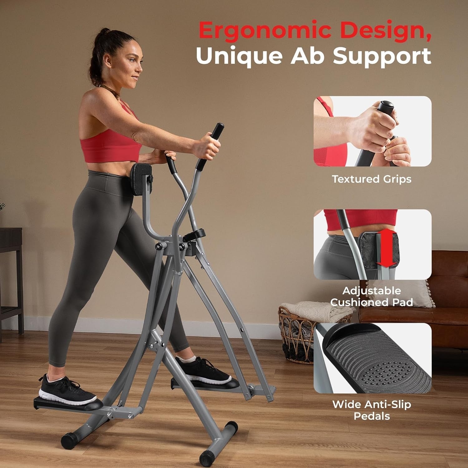Compact 2-in-1 Upright Elliptical Cross Trainer Low-Impact Home Gym Machine