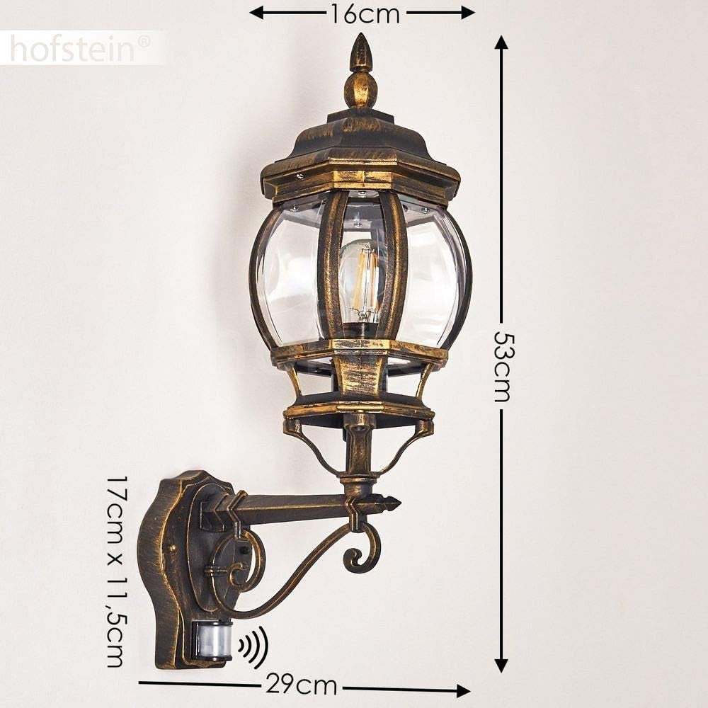 Outdoor Wall Lamp Lentua with Motion Detector, Vintage Cast Aluminum, E27 Socket